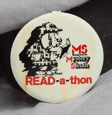 Vintage Multiple Sclerosis Mystery Sleuth Fold Back Badge Button g50 picture
