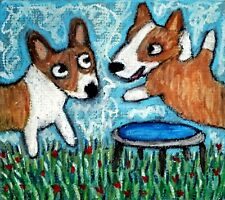 Corgi Trampoline Dog 11x14 Art PRINT Signed Artist KSams Painting Welsh Pembroke picture