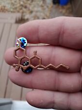 THC molecule COPPER painted lapel hat pin weed bud stoners picture