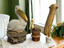 Pelican Figurines Coastal Beach House Décor Lot Of 3 Wood Resin picture