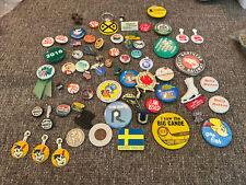 Large Lot Of Vintage Buttons Pinbacks Pins Flare Flair LOT of 68 pieces  picture