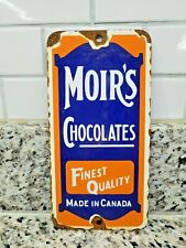 VINTAGE MOIR CHOCOLATES PORCELAIN SIGN SWEET TREAT ICE CREAM CANADA OIL LUBE GAS picture