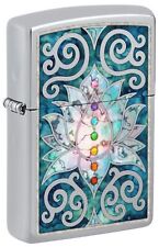 Zippo Fusion Lotus Flower Design Polish Chrome Pocket Lighter 48592-104097 picture