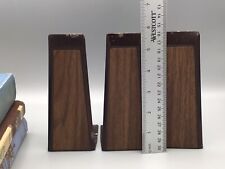 VTG Mcm 3 Bookends Metal Minimalist Library Desk Wood Grain invisible ￼ picture