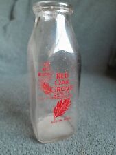 Vintage Milk Bottle Red Oak Grove One Quart Austin Minnesota Co-Op Creamery Leaf picture
