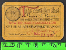 Antique 1910 New England Amateur Athletic Association Membership Ticket Card picture