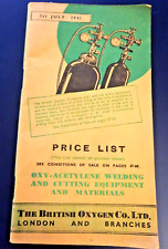 Vintage 1942 British Oxygen Co. Ltd Price List  picture