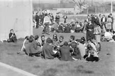 Groups students sitting floor chat sun outside striking univer- 1968 Old Photo picture