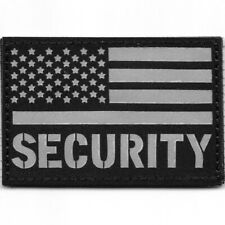 Black Grey Reflective United States US American Flag Security Guard Patch picture