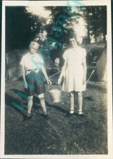 Girl Guides Dressed As Jack & Jill At Camp Waddow Lancs 1941 3.25 x 2.25 inches  picture
