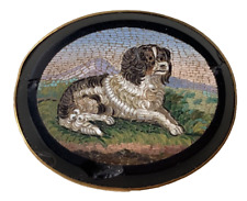 19th Century ANTIQUE CAVALIER KING CHARLES SPANIEL MICRO MOSAIC ITALIAN BROOCH picture