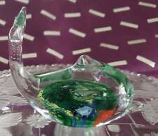 Thriftchi Art Glass Whale Clear With Coral Reef Scene Colors Deep Inside 4.5