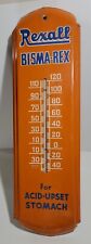 Vintage 27” Rexall Bisma-Rex Sign Advert Thermometer Acid-Upset Stomach RARE 46 picture