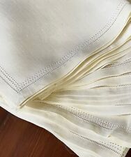 12 Vintage Pale Yellow Linen Napkins with Hemstitched Edges  YY164 picture