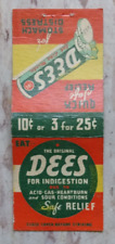 Vintage Matchbook Cover Dees For Stomach Distress Quick Safe Relief picture