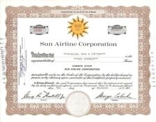 Sun Airline Corp. - Stock Certificate - Aviation Stocks picture