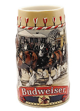 Budweiser Christmas Clydesdale Beer Stein Mug Ceramarte Brazil Vintage 1986 picture