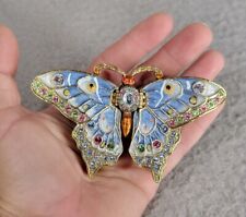 Enamel Butterfly Box Jewelry Box Trinket Rhinestones Metal Jeweled Figurine picture
