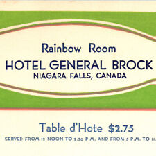 Vintage 1950 Hotel General Brock Rainbow Room Menu Niagara Falls Canada Sheraton picture