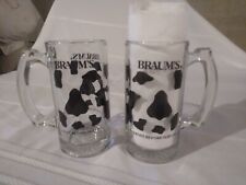 Set Of 2 Braum's Ice Cream Clear Glass Mugs - Advertsing Frost Before Serving picture
