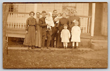 Original RPPC, Family Portrait, Children, Baby, House, Antique, Vintage Postcard picture