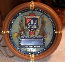 Vintage Heileman’s Old Style Beer Sign Light Up Digital Clock 1988 Stained Glass picture