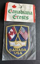 Canadiana Crests Brand Canada USA Handshakes Flags Vintage Sealed Patch picture