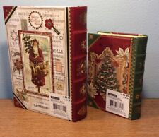 Ashland Christmas Storage Box Faux Book 2 Sizes Large & Small EUC picture