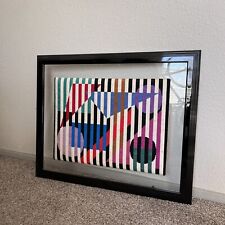 Vintage Geometric Color Pattern Tapestry Wall Decor - Acrylic Back Wooden Frame picture