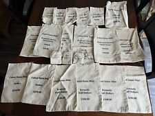 Lot Of 22 US MINT EMPTY Coin Canvas Bags CENTS, NICKELS, HALF DOLLARS, DOLLARS picture