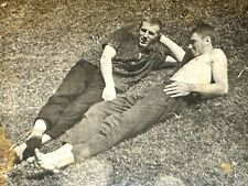 1950s Two Lovely Men Handsome Guys Hugs Lying on grass Gay int Vintage Photo picture