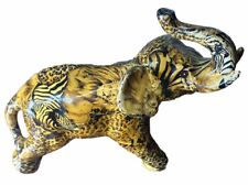 Vintage La Vie Large Safari Elephant Patchwork Decoupage Figurine Animal Cats  picture