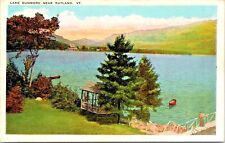 Postcard 1900's RUTLAND, VT Lake Dunmore w/ Gazebo, Boats & Girl on Bridge picture
