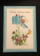 Vintage Happy Birthday Greeting Card Paper Collectible Blue Mailbox picture
