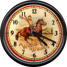 Retro Vintage Western 50's Horse Wild West Cowboy Boy's Rodeo Sign Wall Clock picture