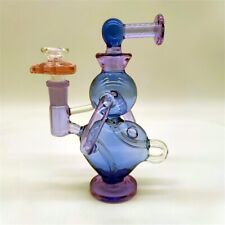 7 Inch Purple Blue Girly Glass Bong Water Pipe Hookah Recycle Heart Shape picture