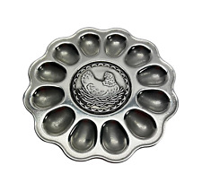 Wilton Armatale Pewter Hen Motif Deviled Egg Sectioned Serving Plate Made USA picture