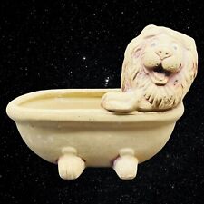 Vintage MCM Lion in a Bathtub Art Pottery Planter Vase 5.5”T 7.5”W picture