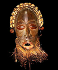 African Tribal Face Mask Wood Hand Carved Vintage Wall Hanging Mask Dan-4954 picture
