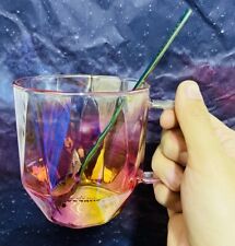Starbucks Dazzle Color Glass Cup W/ Spoon Wine Coffee Mug Limited Edition Sakura picture