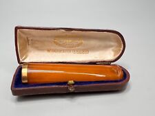 19c.Antique French J.Sommer 18K Gold Egg Yolk Amber Cigarette Cigar Holder &Case picture