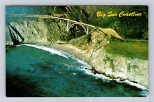 Big Sur Coastline CA-California, Bixby Bridge, Scenic View Vintage Postcard picture