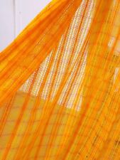 2 vintage see-through net knit fabric curtains orange 70s mid-century 61 x 55.1