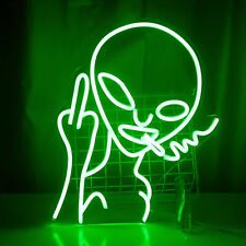 16''x12'' Green Alien LED Neon Light Sign USB Powered Bar Game Room Wall Decor picture