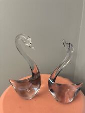 Vintage Glass Swan Figurines Set of 2 picture