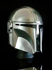 Steel Mandalorian Helmet With Liner and Chin Strap Star Wars Helmet Replica Gift picture