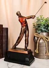Pro Golfer Swinging Golf Club Bronze Electroplated Statue With Trophy Base 12