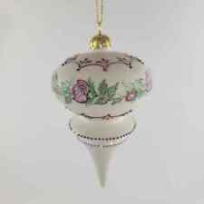 Vintage Rhyn Rivet Ivory White and Rose Red Christmas Ornament  picture