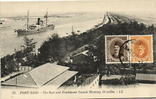 PC EGYPT, PORT SAID, SUEZ AND FRESHWATER CANALS, Vintage Postcard (b36673) picture