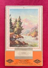 1951 GOOD YEAR TIRES CALENDAR - VACATION SPORT - MAN FISHING IN RIVER RAPIDS picture